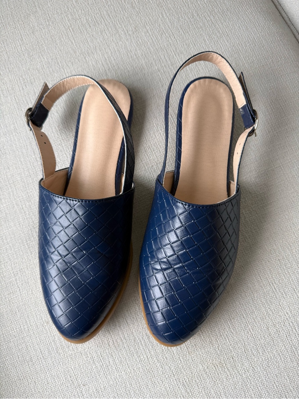Women’s Navy Quilted Slingback Flats